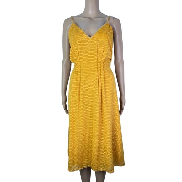 Revolve x House of Harlow 1960 Ines Pleated V-Neck Yellow Midi Dress - Picture 2 of 12